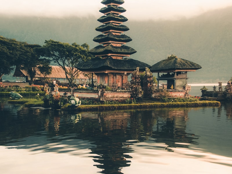 Bali temple and tropical landscape
