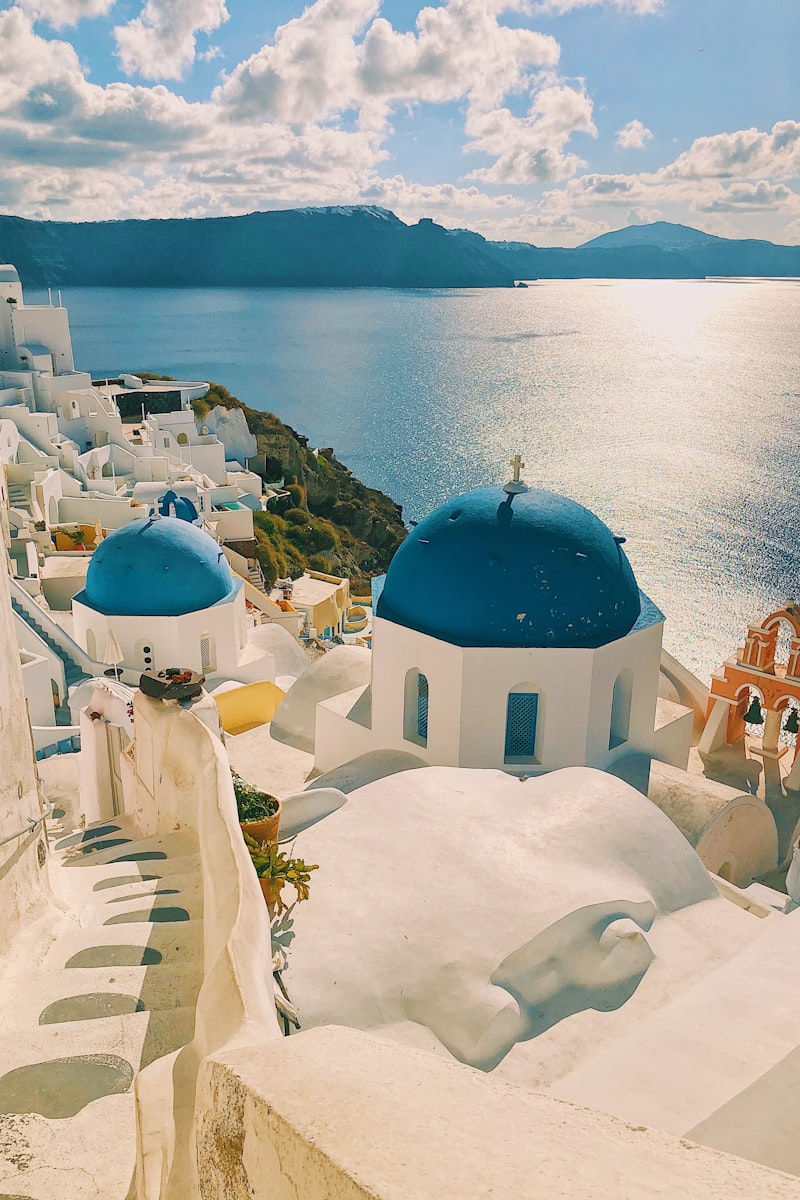 Harbor boats and cliffside views in Santorini