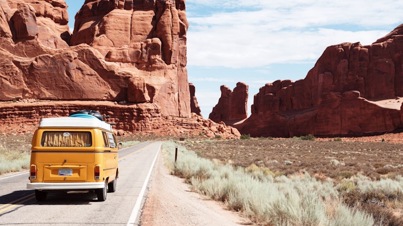 Scenic open road trip through mountains