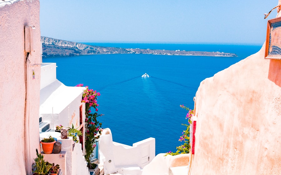 Blue-domed churches and Aegean sea views in Greece